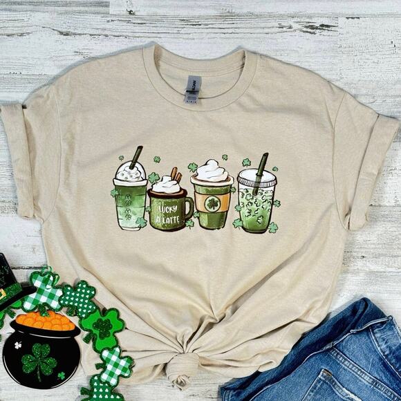 St. Patrick’s Day Coffee Medium T-Shirt Womens - Picture 1 of 6